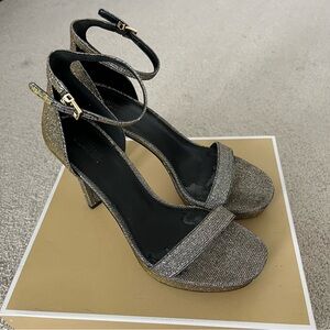 Michael Kors Margot Platform Glittery Ankle Strap Heels